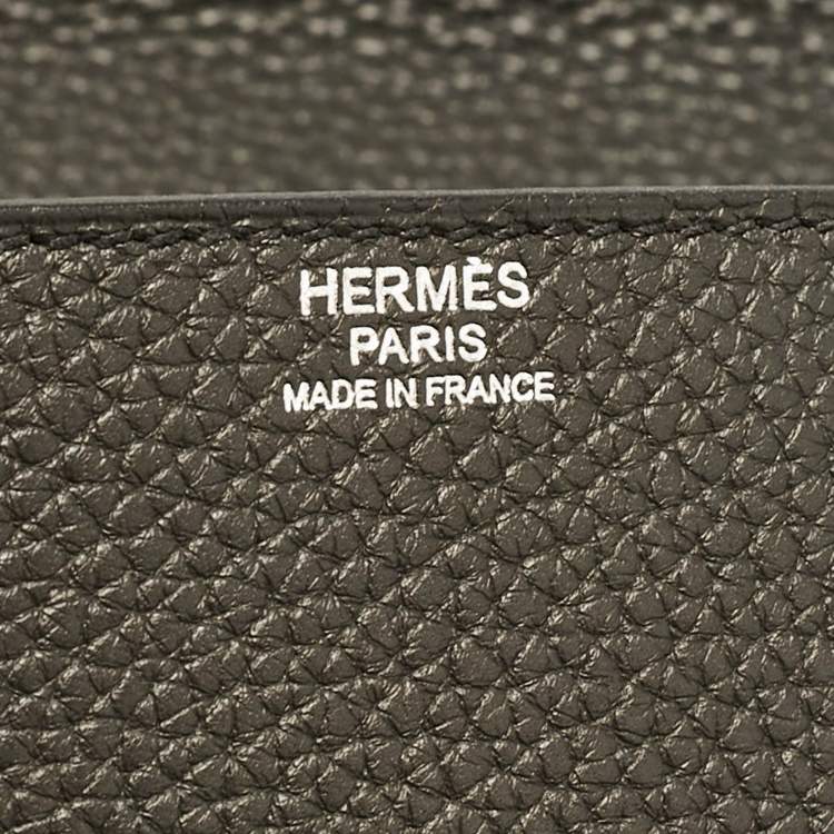 Pre Owned Hermes Noir Taurillon Clemence Leather Steve Caporal 28 Bag