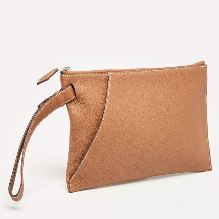 Pre Owned Hermès Gold Togo Leather Cabavertige 30 Pouch