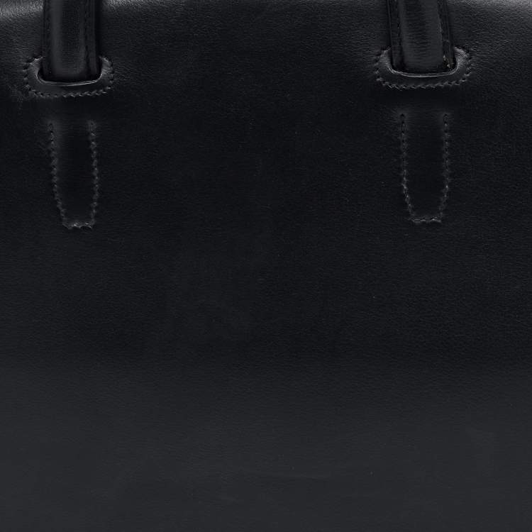Pre Owned Hermes Noir Evergrain Leather Cityhall 38 Briefcase