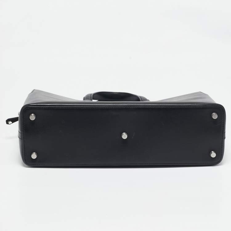 Pre Owned Hermes Noir Evergrain Leather Cityhall 38 Briefcase