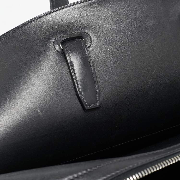 Pre Owned Hermes Noir Evergrain Leather Cityhall 38 Briefcase