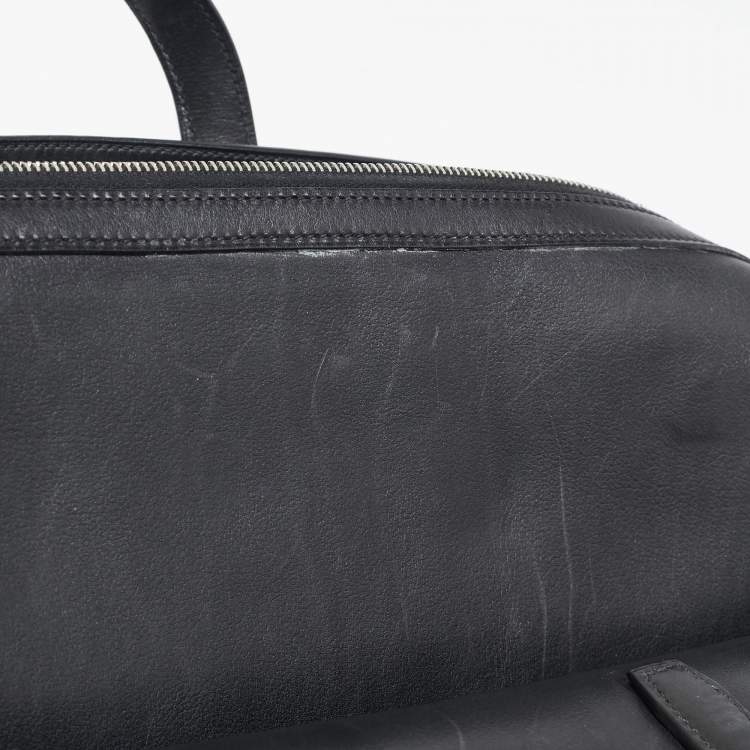 Pre Owned Hermes Noir Evergrain Leather Cityhall 38 Briefcase