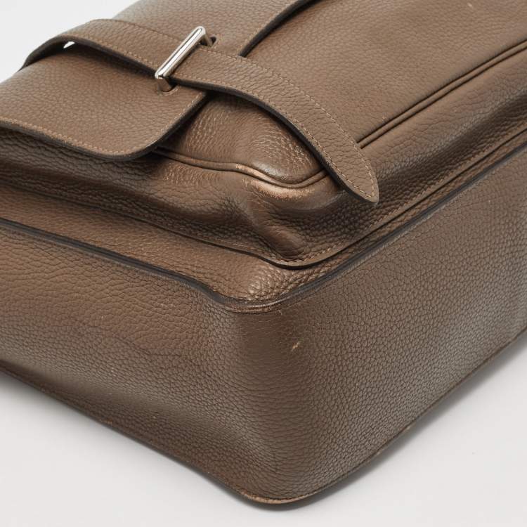Pre Owned Hermes Taupe Taurillon Clemence Leather Steve Messenger Bag