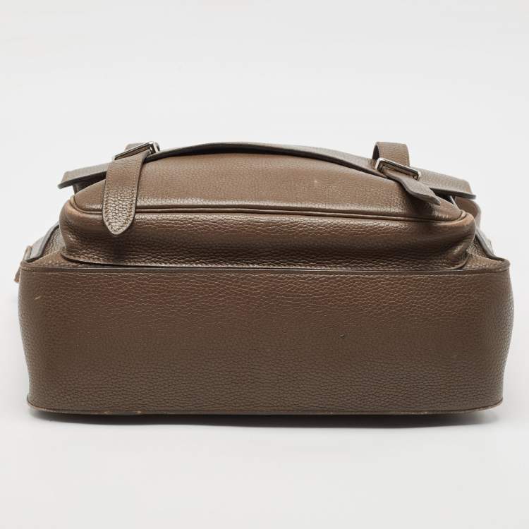 Pre Owned Hermes Taupe Taurillon Clemence Leather Steve Messenger Bag
