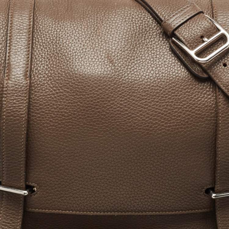 Pre Owned Hermes Taupe Taurillon Clemence Leather Steve Messenger Bag
