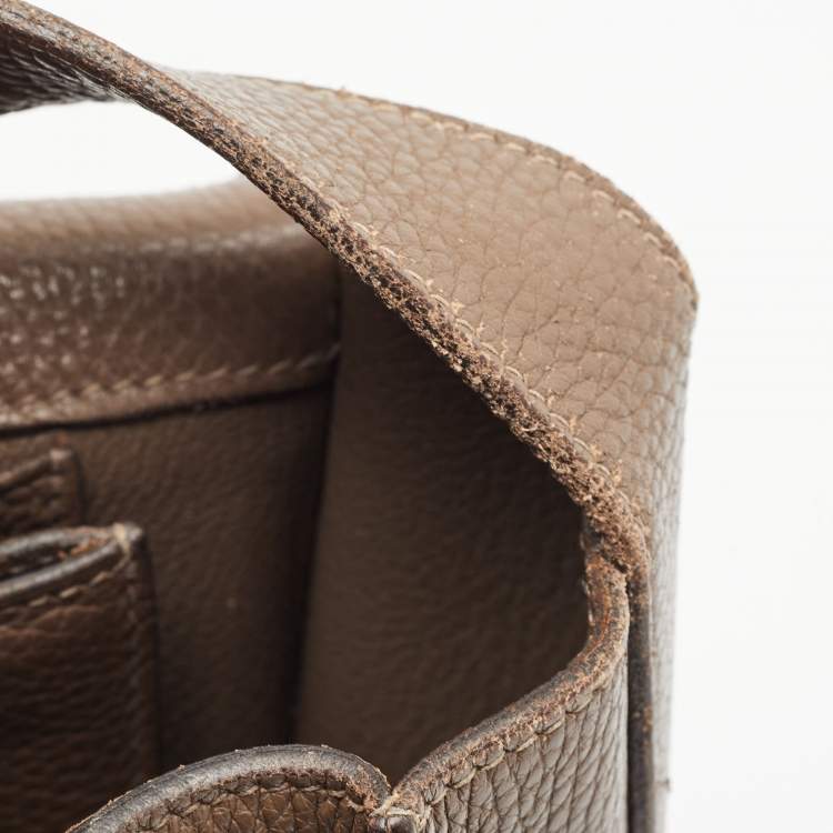 Pre Owned Hermes Taupe Taurillon Clemence Leather Steve Messenger Bag
