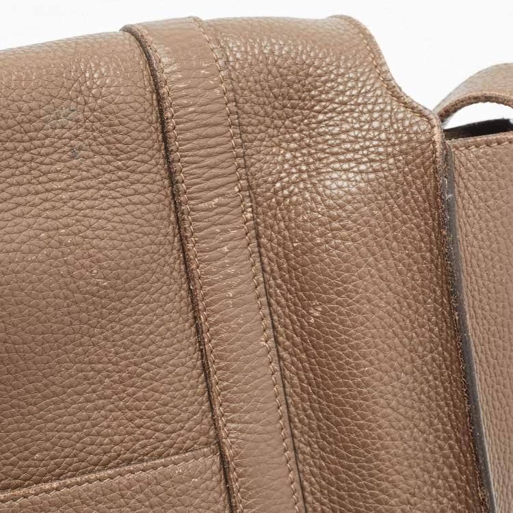 Pre Owned Hermes Taupe Taurillon Clemence Leather Steve Messenger Bag