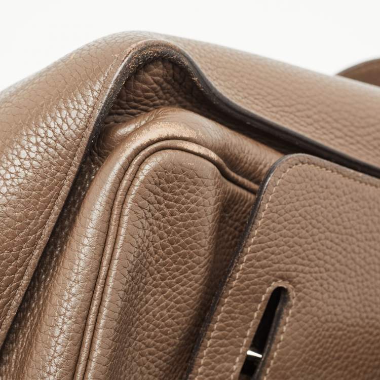 Pre Owned Hermes Taupe Taurillon Clemence Leather Steve Messenger Bag