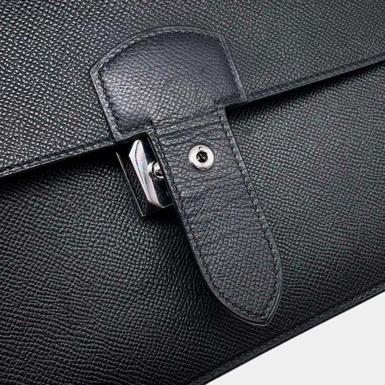 Pre Owned Hermes Black Epsom Sac Depeche 27 Handbag