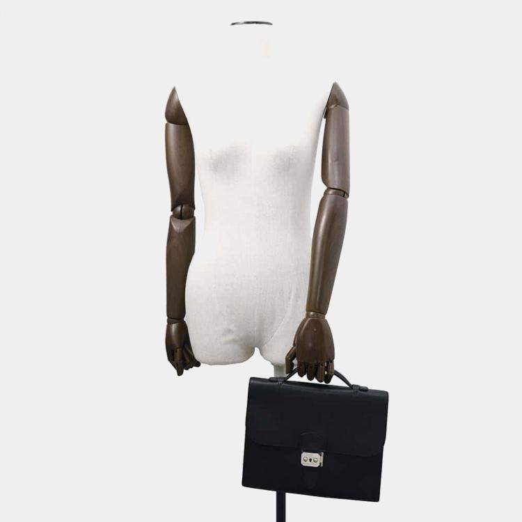 Pre Owned Hermes Black Epsom Leather Sac a Depeches 27 Briefcase Bag
