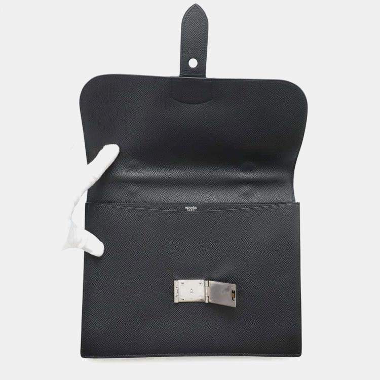 Pre Owned Hermes Black Epsom Leather Sac a Depeches 27 Briefcase Bag