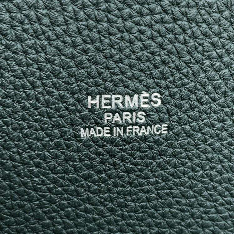 Pre Owned Hermes Bolide 1923 45 Chimeres Dragon Vert Shipley Togo Leather Velvet Tote Bag