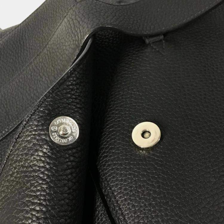 Pre Owned Hermes Sac Alfred 35 Black Taurillon Clemence Leather Messenger Bag