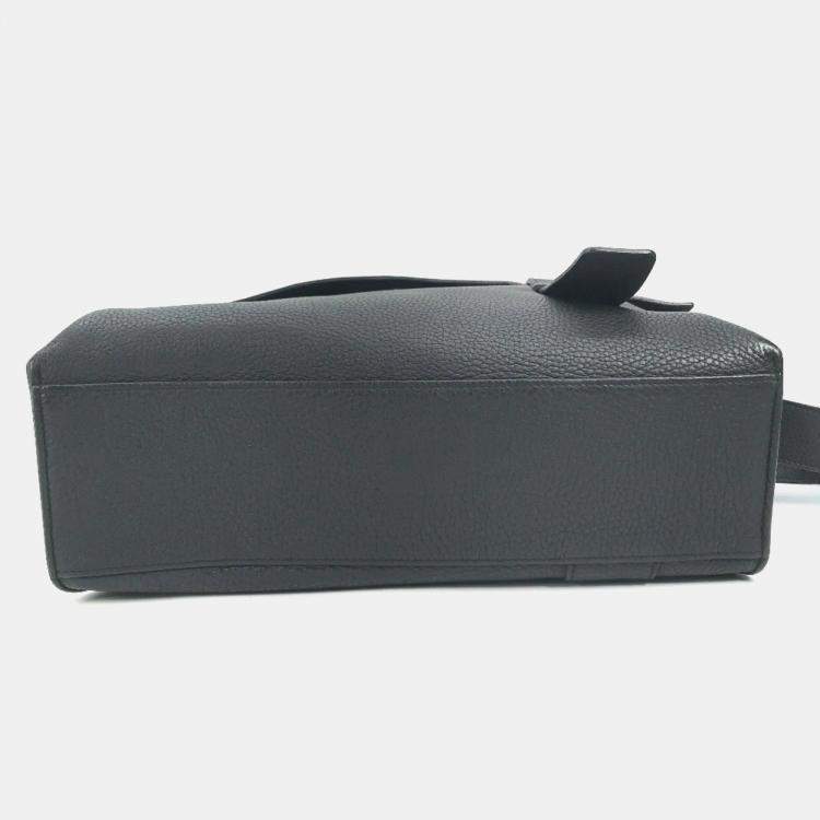 Pre Owned Hermes Sac Alfred 35 Black Taurillon Clemence Leather Messenger Bag