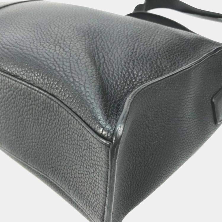 Pre Owned Hermes Sac Alfred 35 Black Taurillon Clemence Leather Messenger Bag