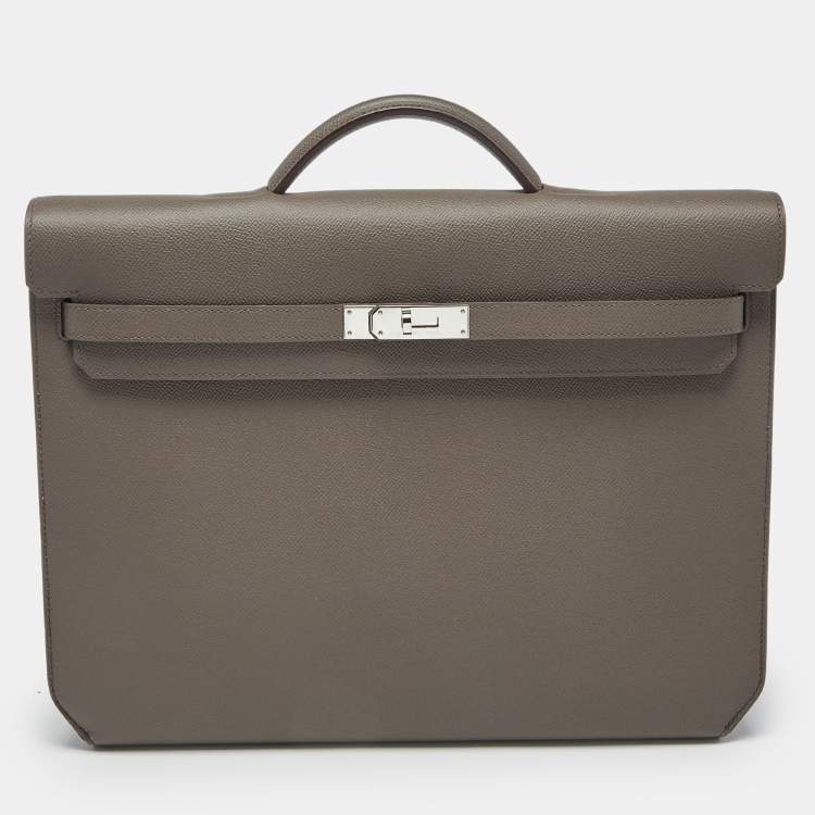 Pre Owned Hermès Etain Epsom Leather Kelly Depeches 36 Briefcase