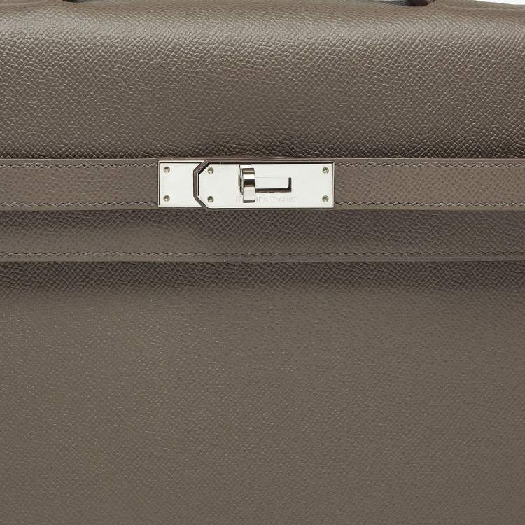 Pre Owned Hermès Etain Epsom Leather Kelly Depeches 36 Briefcase