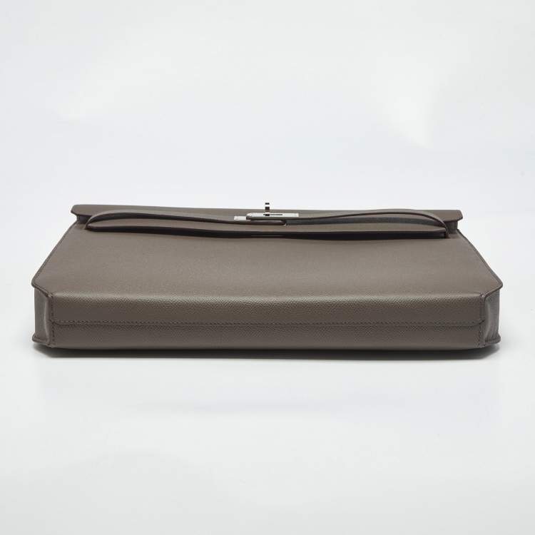 Pre Owned Hermès Etain Epsom Leather Kelly Depeches 36 Briefcase