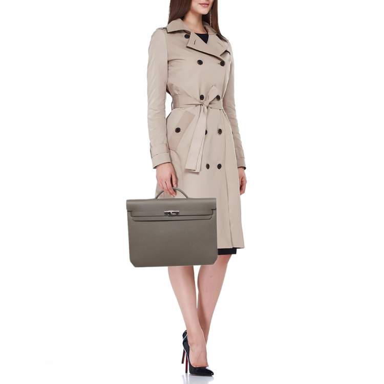 Pre Owned Hermès Etain Epsom Leather Kelly Depeches 36 Briefcase