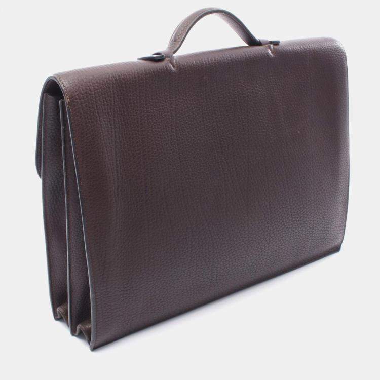 مملوكة مسبقًا Hermes Sac Adepeche 41  Brown  Fjord Leather Business Hand Bag