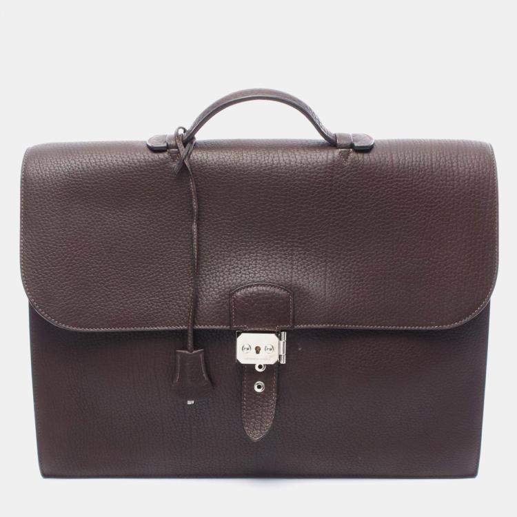 مملوكة مسبقًا Hermes Sac Adepeche 41  Brown  Fjord Leather Business Hand Bag