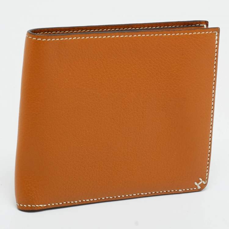 Pre Owned Hermès Toffee Evercolor Leather H Sellier Bifold Wallet