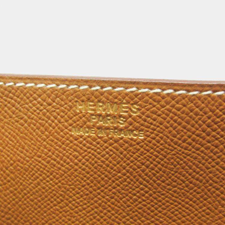 Pre Owned Hermes Danube 38 Brown Courchevel Leather Briefcase Handbag 