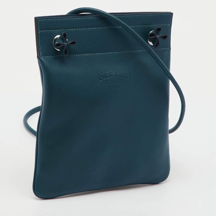 Pre Owned Hermes Bleu Thalassa Swift Leather Mini Aline Bag