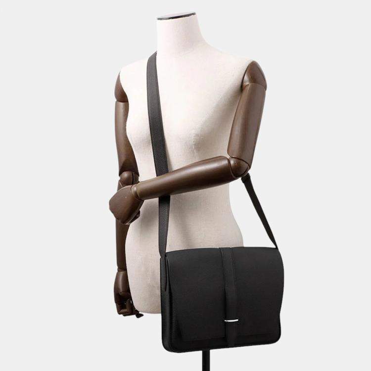 Pre Owned Hermes Steve Light Junior Black Togo Leather Bag