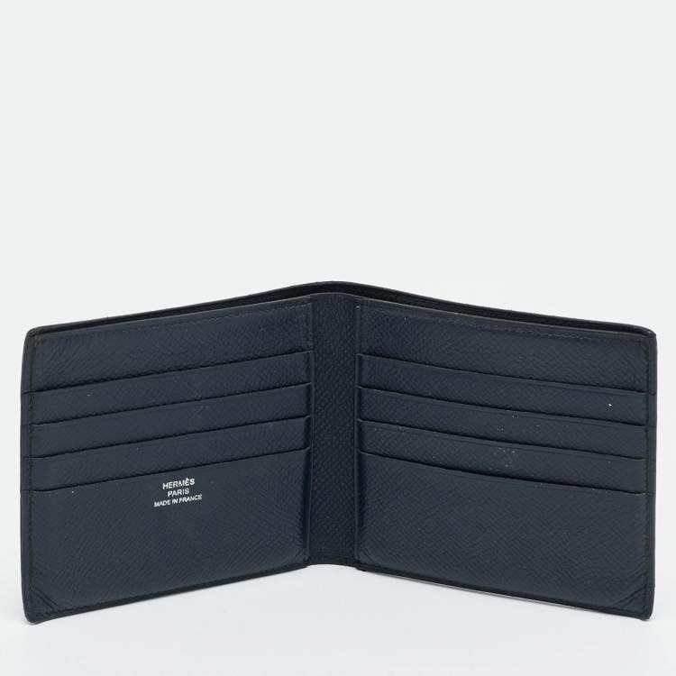 Pre Owned Hermes MC² Copernic Bleu Nuit Epsom Leather Bifold Wallet 
