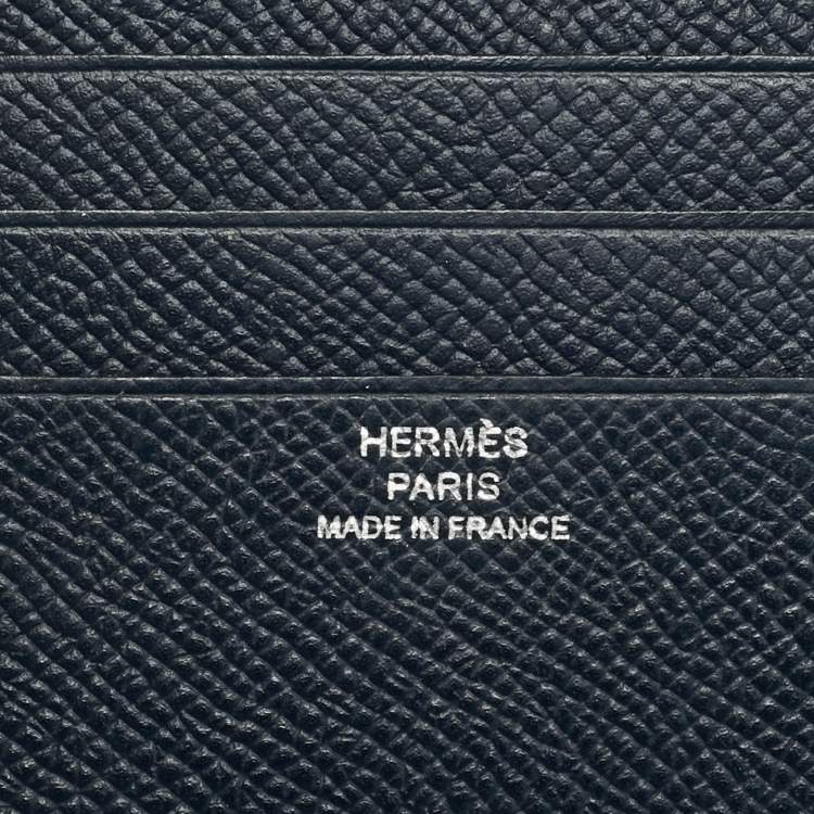 Pre Owned Hermes MC² Copernic Bleu Nuit Epsom Leather Bifold Wallet 