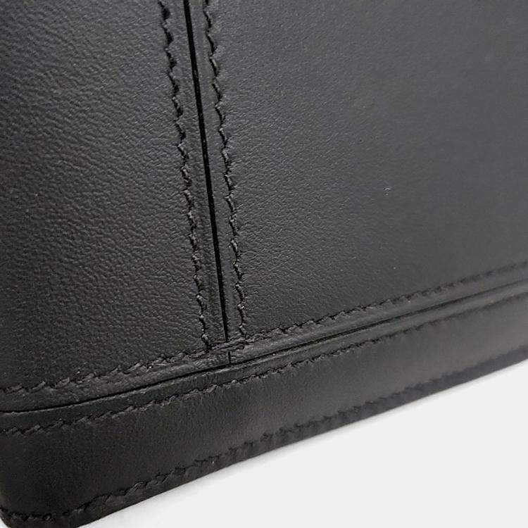 Pre Owned Hermes Black Leather Half Wallet