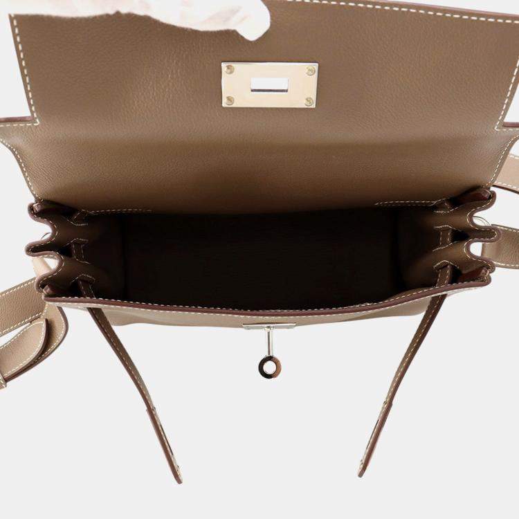 Pre Owned Hermes Kelly Messenger Etoupe Evercolor Size PM