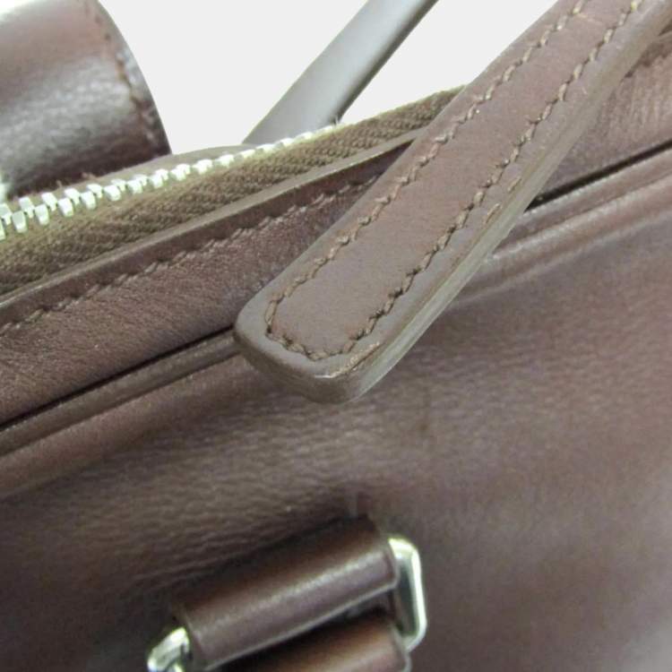 Pre Owned Hermes 2-Way Business Bag Leather Briefcase Shoulder Bag Brown