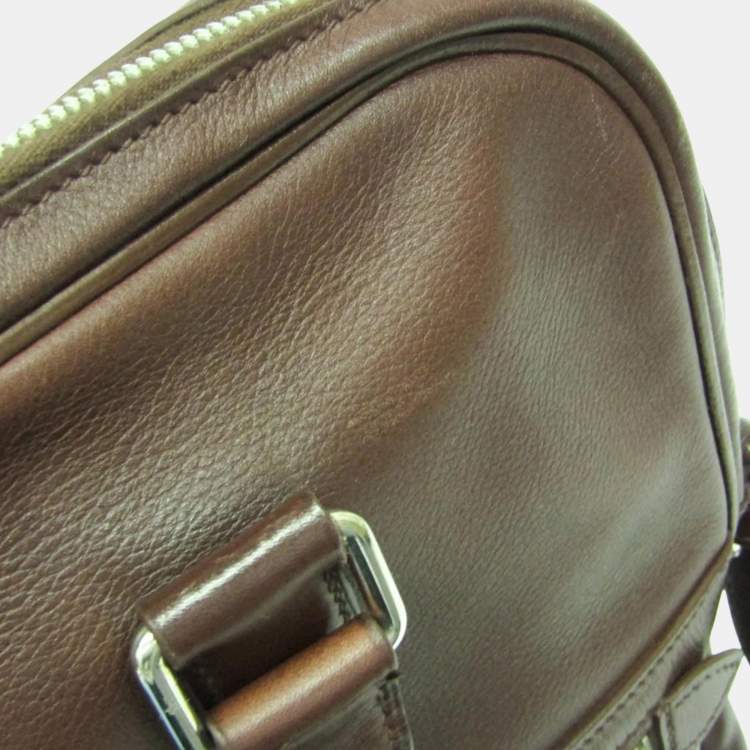 Pre Owned Hermes 2-Way Business Bag Leather Briefcase Shoulder Bag Brown