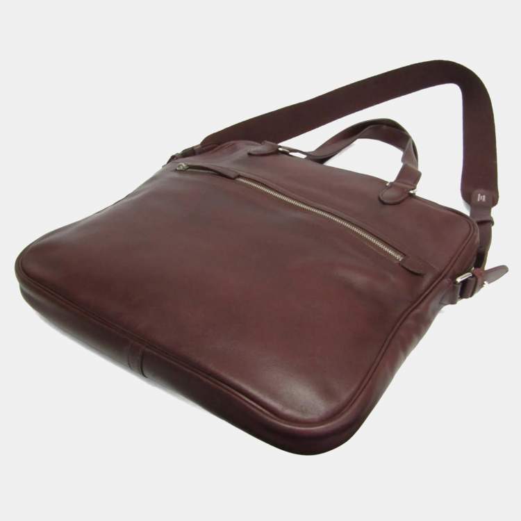 Pre Owned Hermes 2-Way Business Bag Leather Briefcase Shoulder Bag Brown