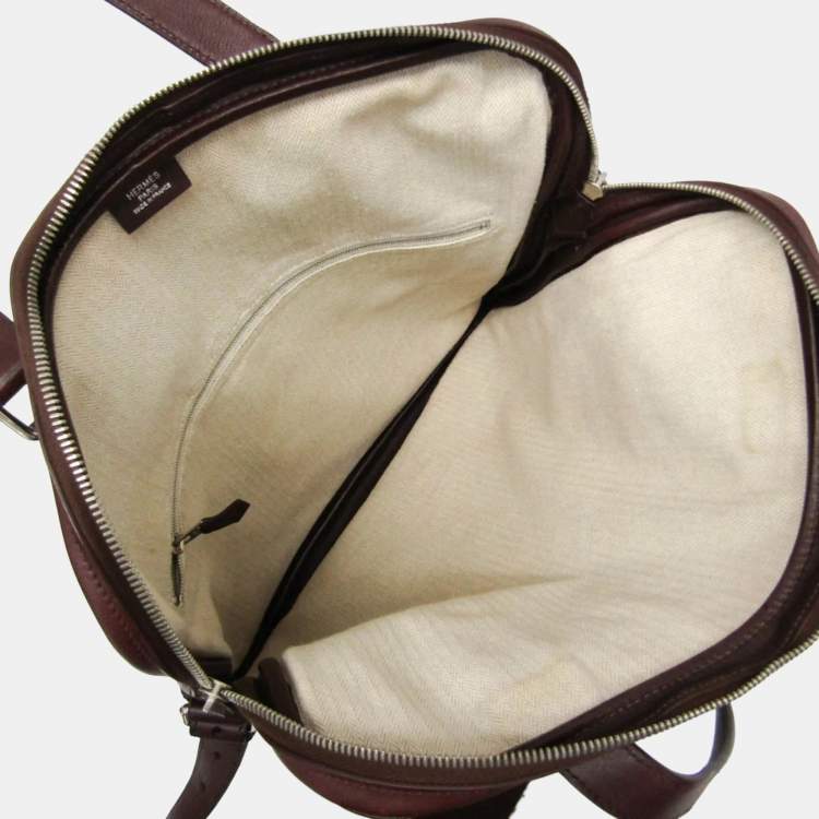 Pre Owned Hermes 2-Way Business Bag Leather Briefcase Shoulder Bag Brown