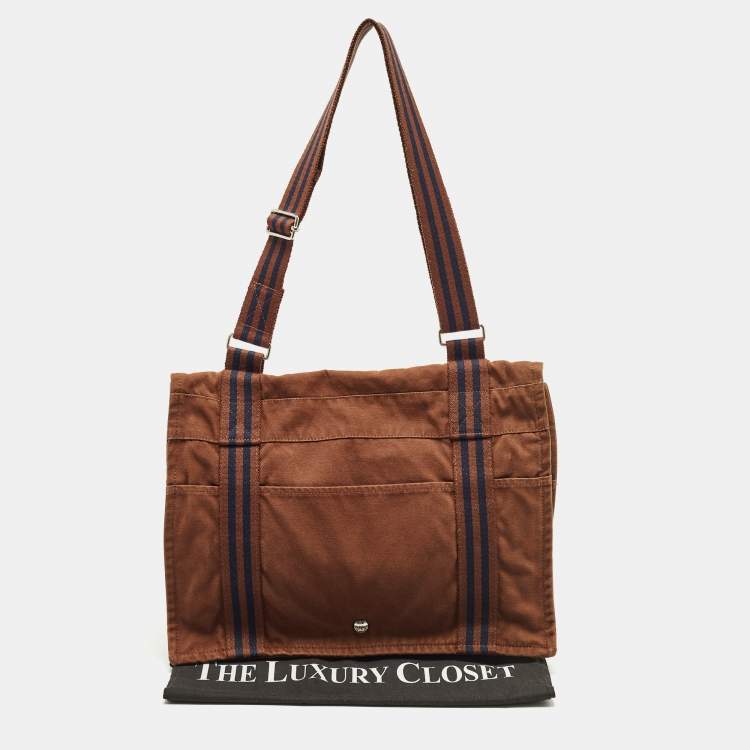 Pre Owned Hermes Fourre Tout Vassus Brown Canvas Messenger Bag
