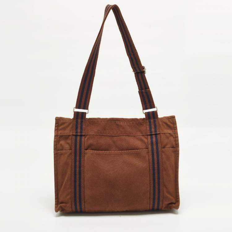 Pre Owned Hermes Fourre Tout Vassus Brown Canvas Messenger Bag