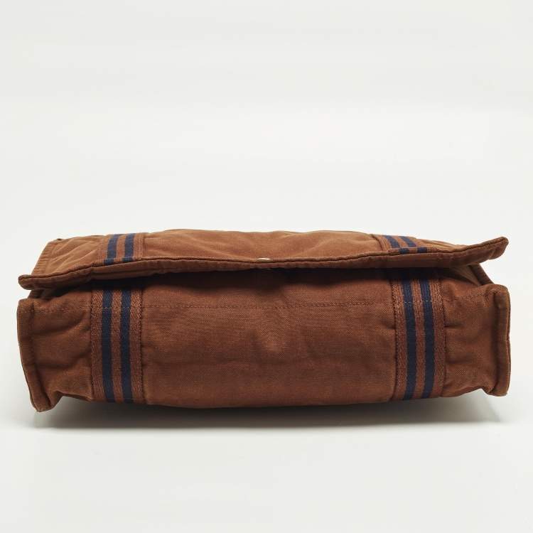 Pre Owned Hermes Fourre Tout Vassus Brown Canvas Messenger Bag