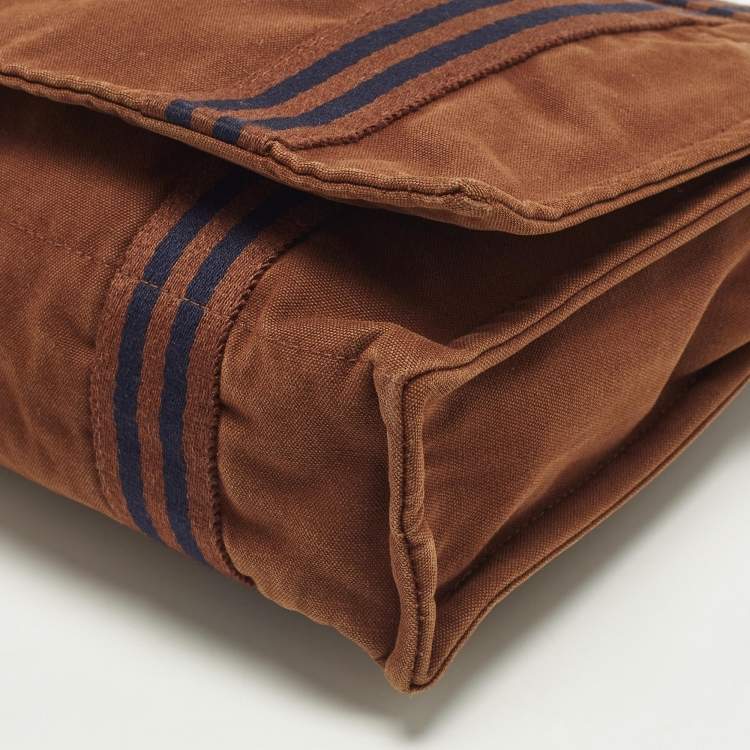 Pre Owned Hermes Fourre Tout Vassus Brown Canvas Messenger Bag