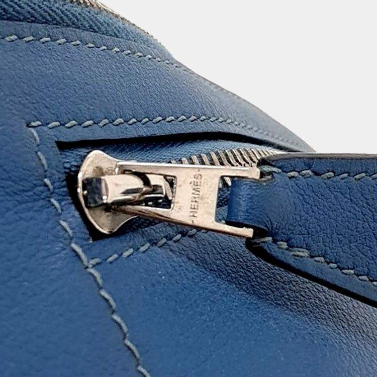 Pre Owned Hermes Blue Leather City Slide Belt Bag (C)