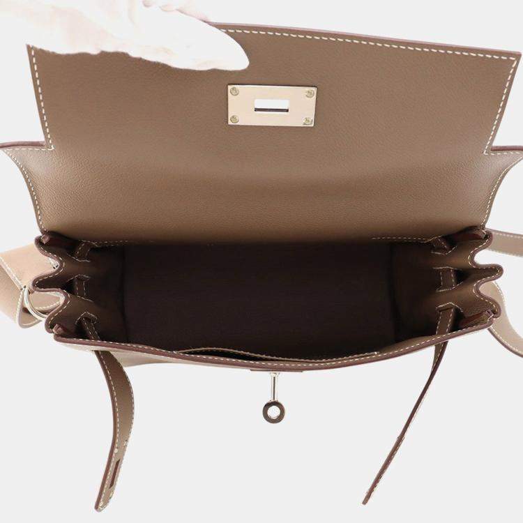 Pre Owned Hermes Kelly Messenger Etoupe Evercolor Size Pm