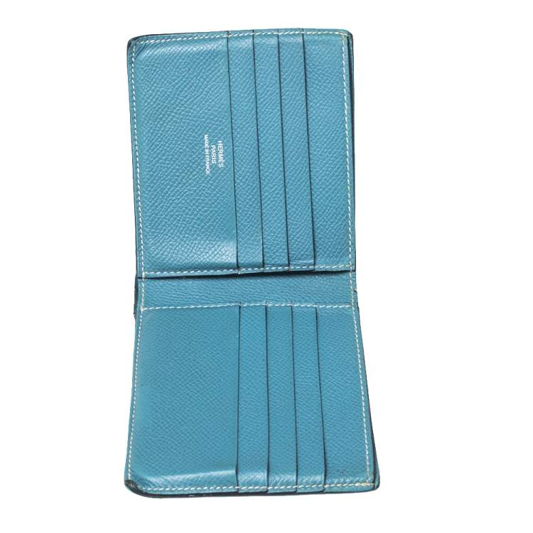 Hermes Light Blue Leather Bifold Compact Wallet Hermes