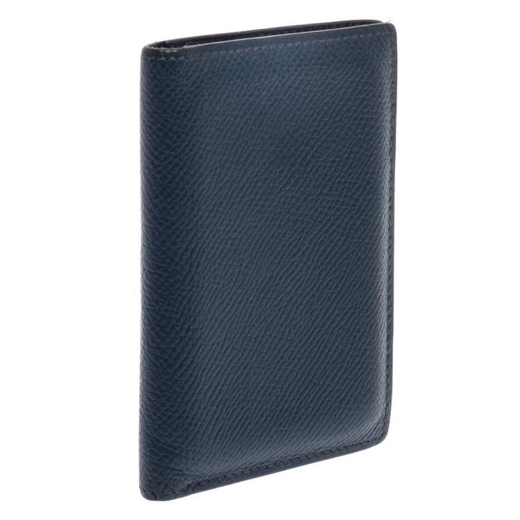 Pre Owned Hermes Blue De Malte Euclide Epsom MC2 Card Holder
