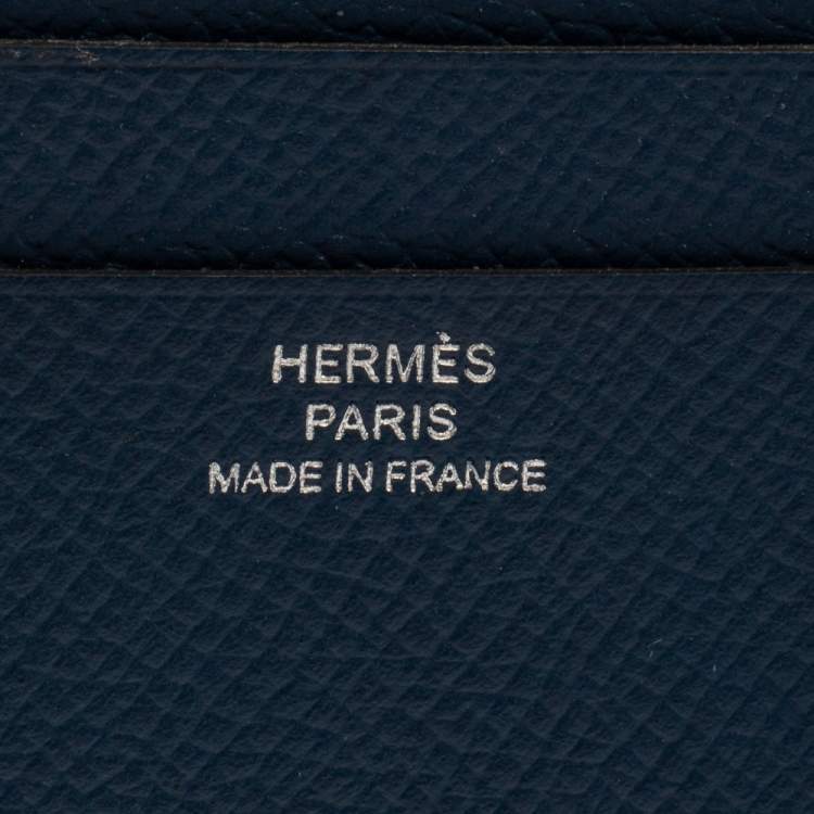 Pre Owned Hermes Blue De Malte Euclide Epsom MC2 Card Holder