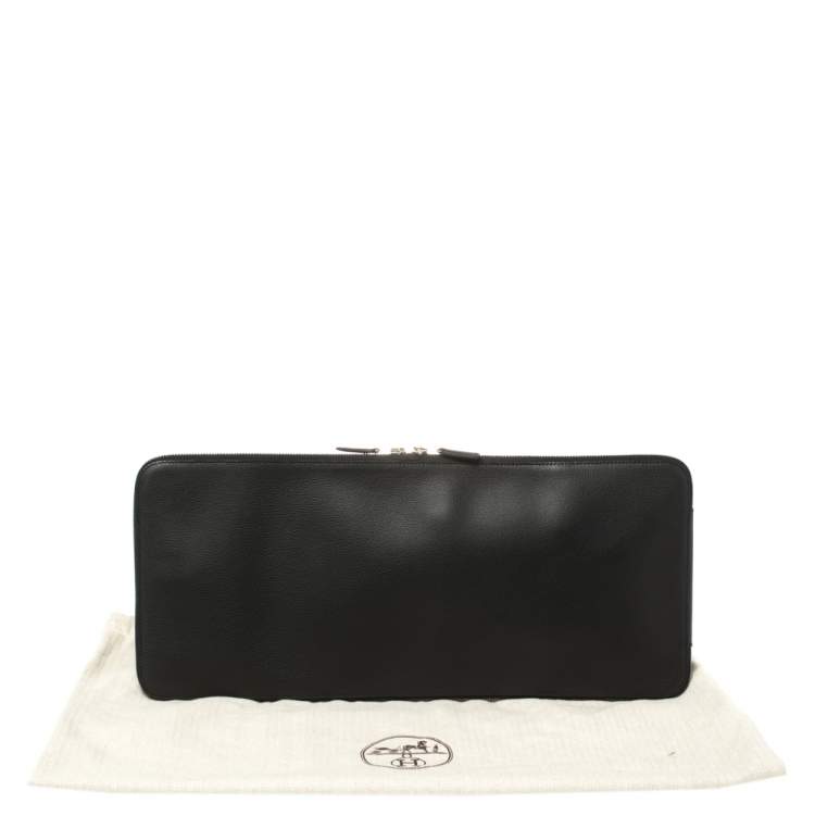 Pre Owned Hermes Black Vache Liegee Leather Travel Tie Case