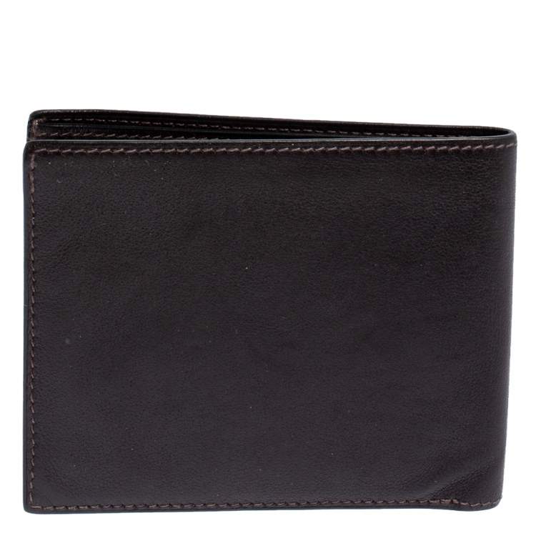 Pre Owned Hermes Ebene Swift Leather Citizen Twill Compact Wallet