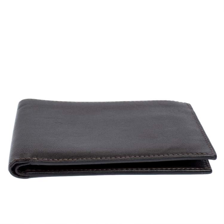Pre Owned Hermes Ebene Swift Leather Citizen Twill Compact Wallet