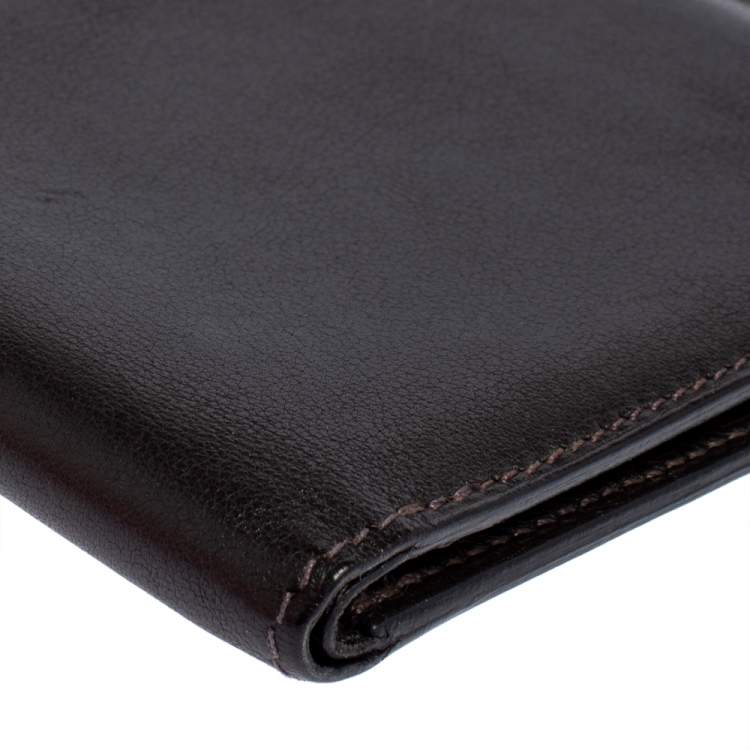 Pre Owned Hermes Ebene Swift Leather Citizen Twill Compact Wallet